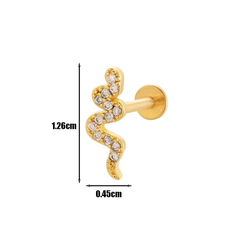 1 Piece Lip Rings Minimalist Heart Shape Flower Butterfly 316L Stainless Steel  Copper Plating Inlay Zircon