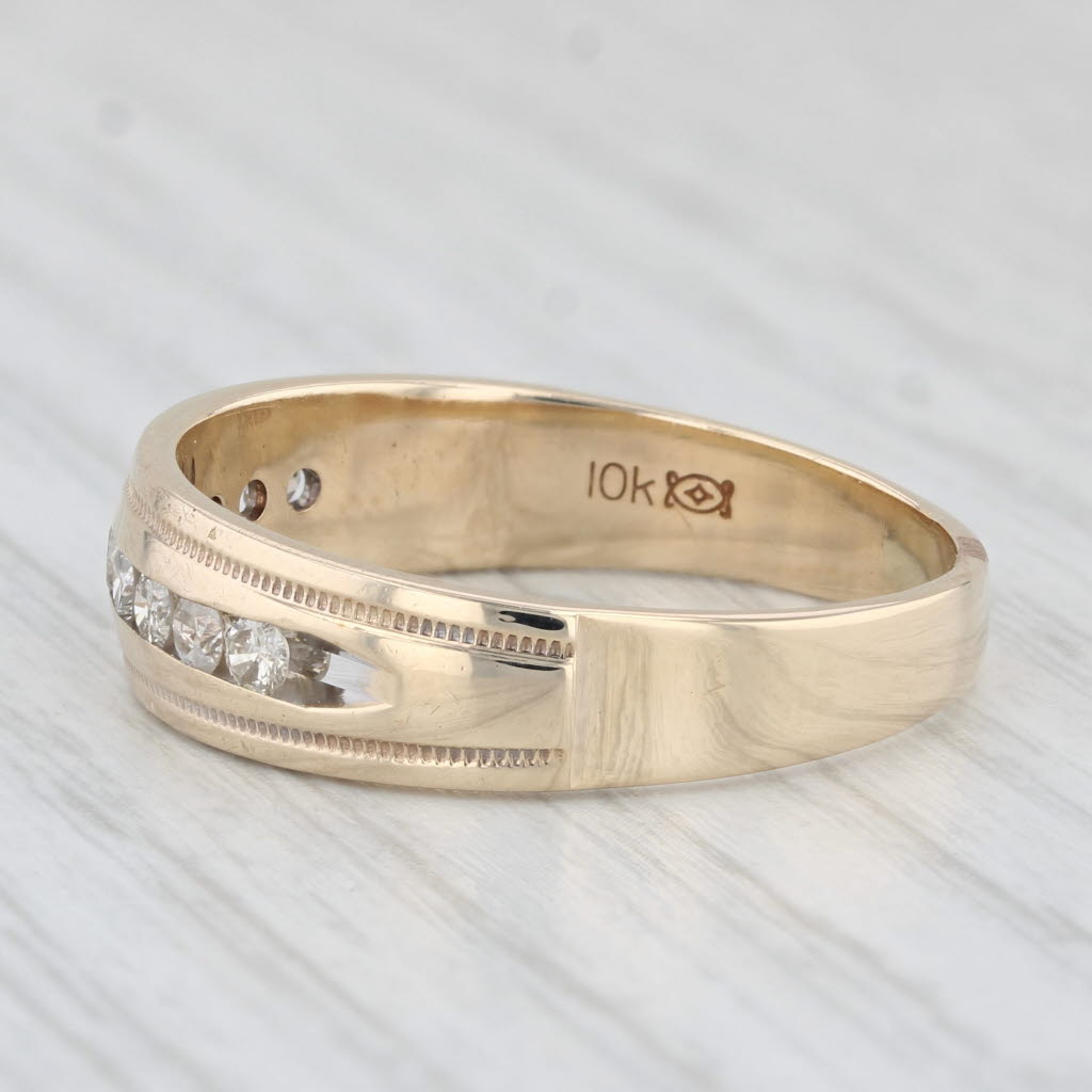 0.48ctw Diamond Men's Wedding Band 10k Yellow Gold Size 12.5 Ring