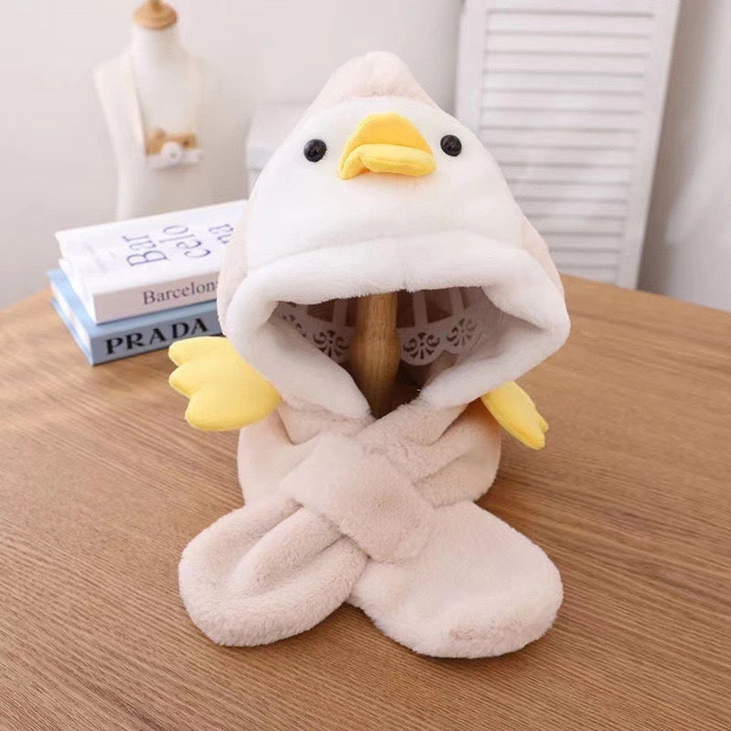 Winter Children's Hat Scarf Integrated Thickened Warm Baby Cute Baby Windproof Ear Protection Hat For Boys And Girls