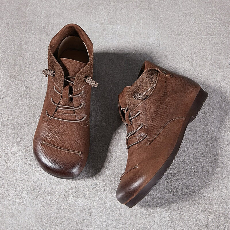Handmade Barefoot Ankle Booties Mori Girl Shoes Soft Leather in Grey/Coffee