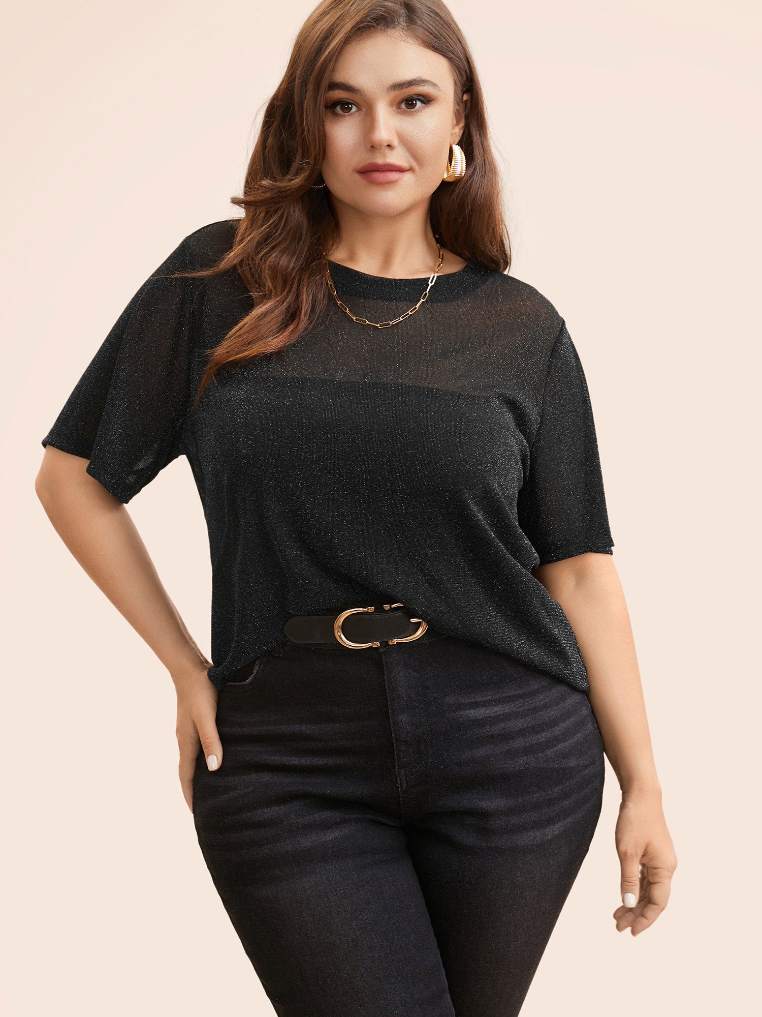 Round Neck Luxe Mesh T-shirt