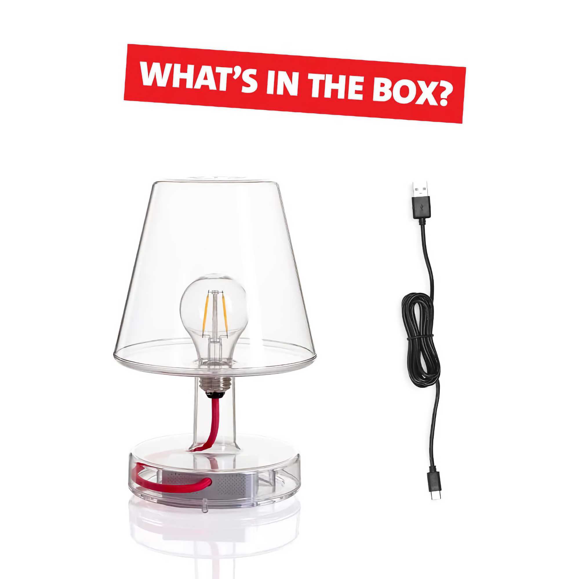 Transloetje portable table lamp. Clear