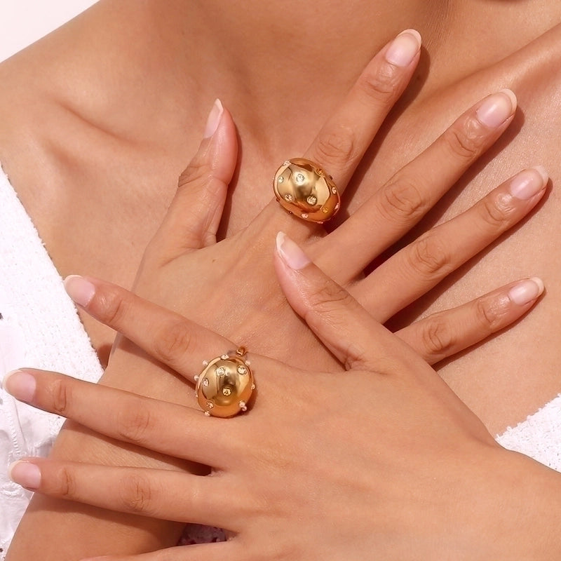 Retro Lady Geometric Stainless Steel Plating Inlay Zircon Open Rings
