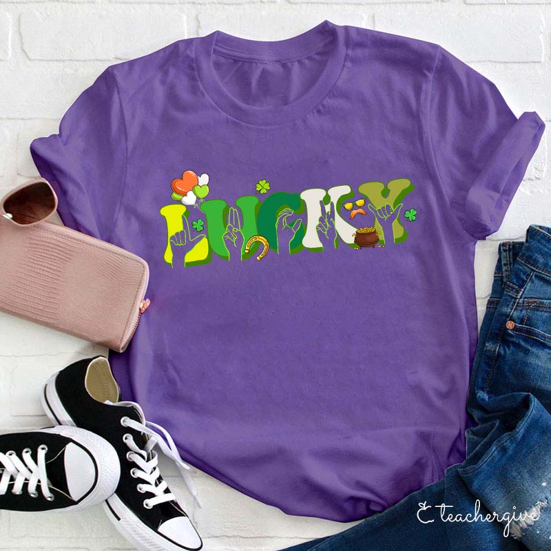 Sign Language Lucky Teacher T-Shirt