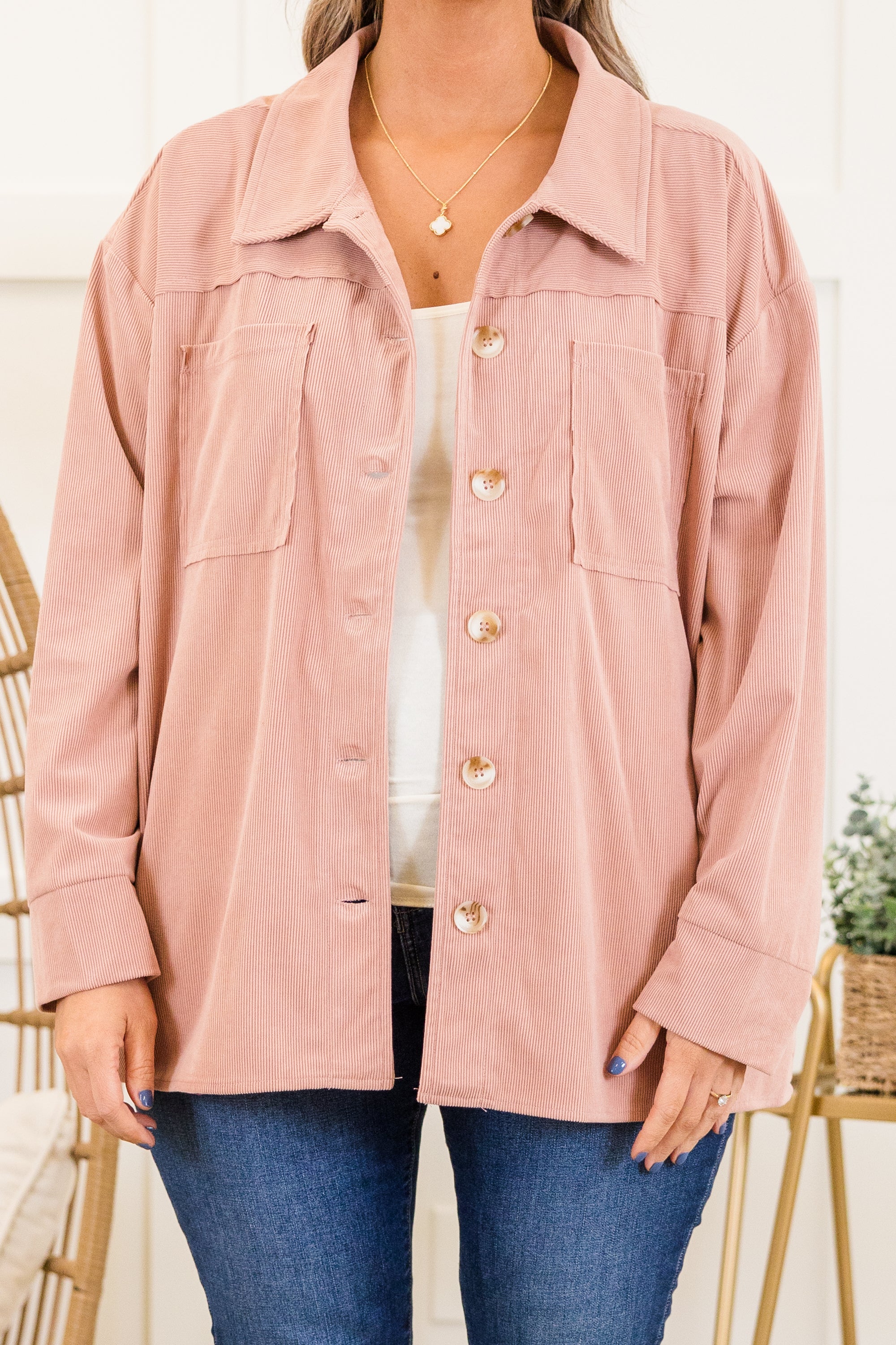 Plans Change Jacket. Dusty Pink