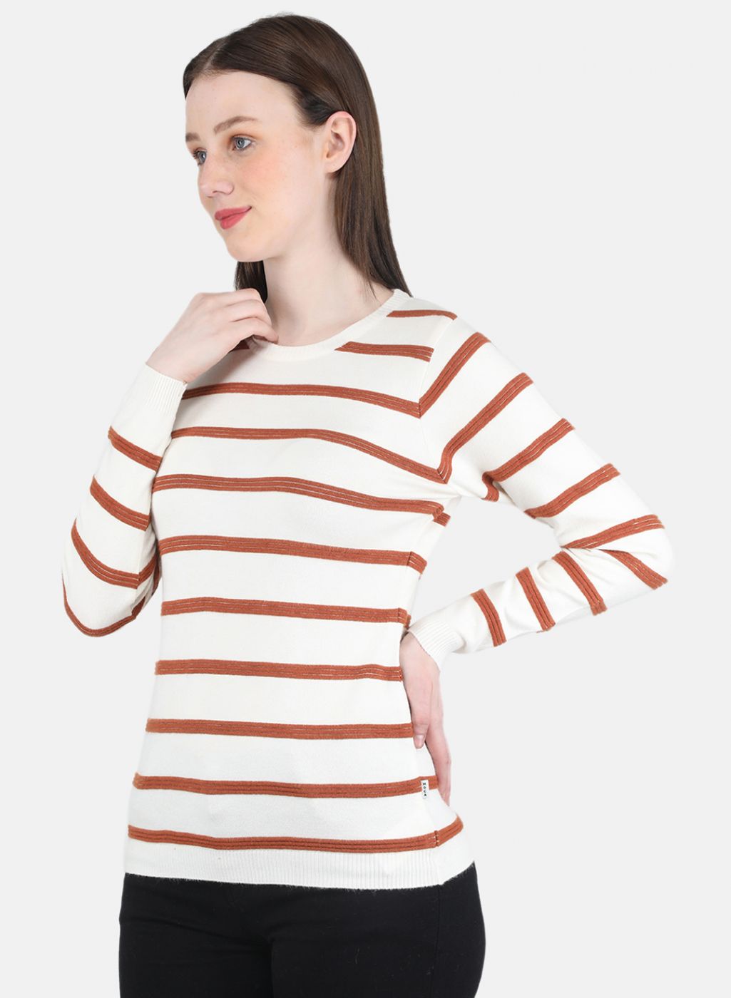 Women White Stripe Top