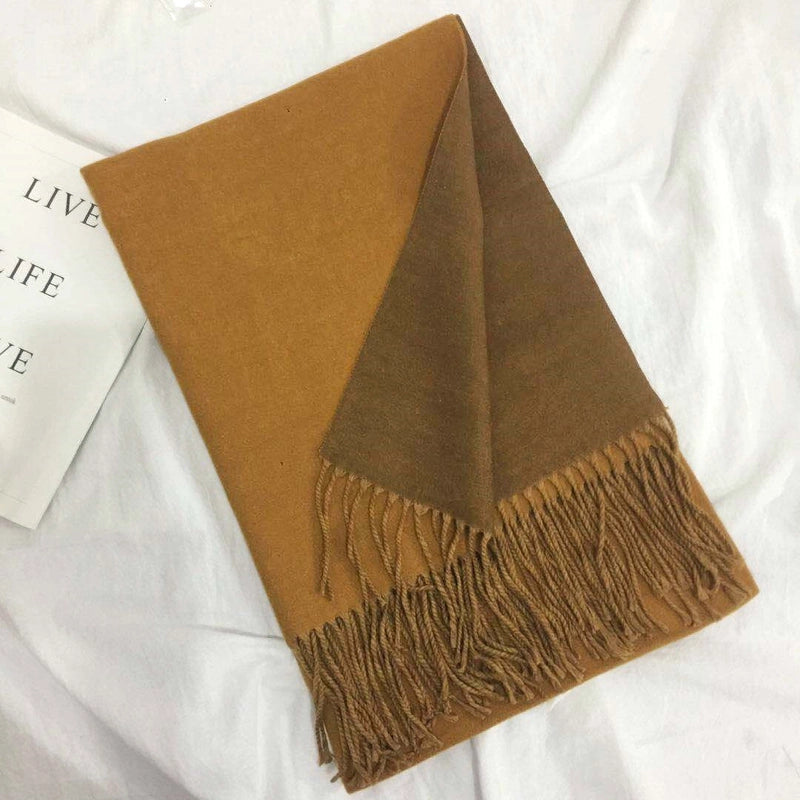 Autumn And Winter New Thickened Cashmere Double-Sided Scarf Women's Popular Versatile Color Matching Shawl Scarf