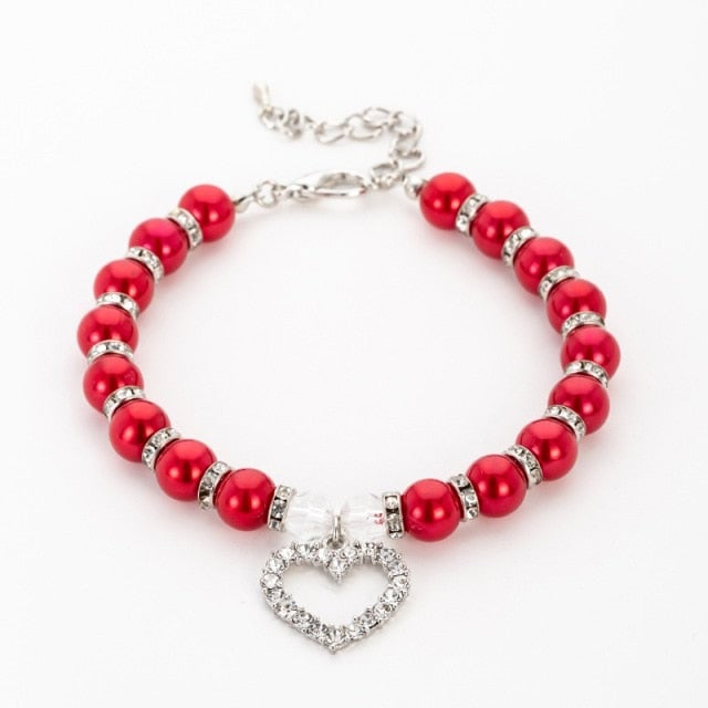 Rhinestone Pearl Dog Cat Collar Necklace