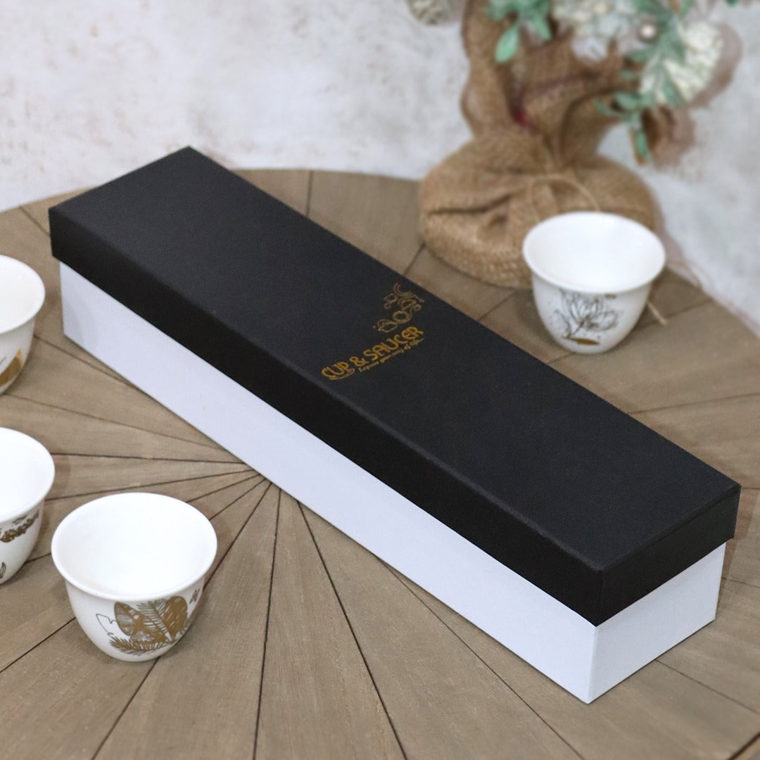 Golden Petals Porcelain Coffee Cups Set (6pcs)