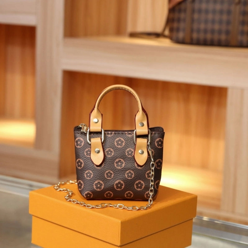 Women's Pu Leather Printing Vintage Style Square Zipper Small Wallets Handbag