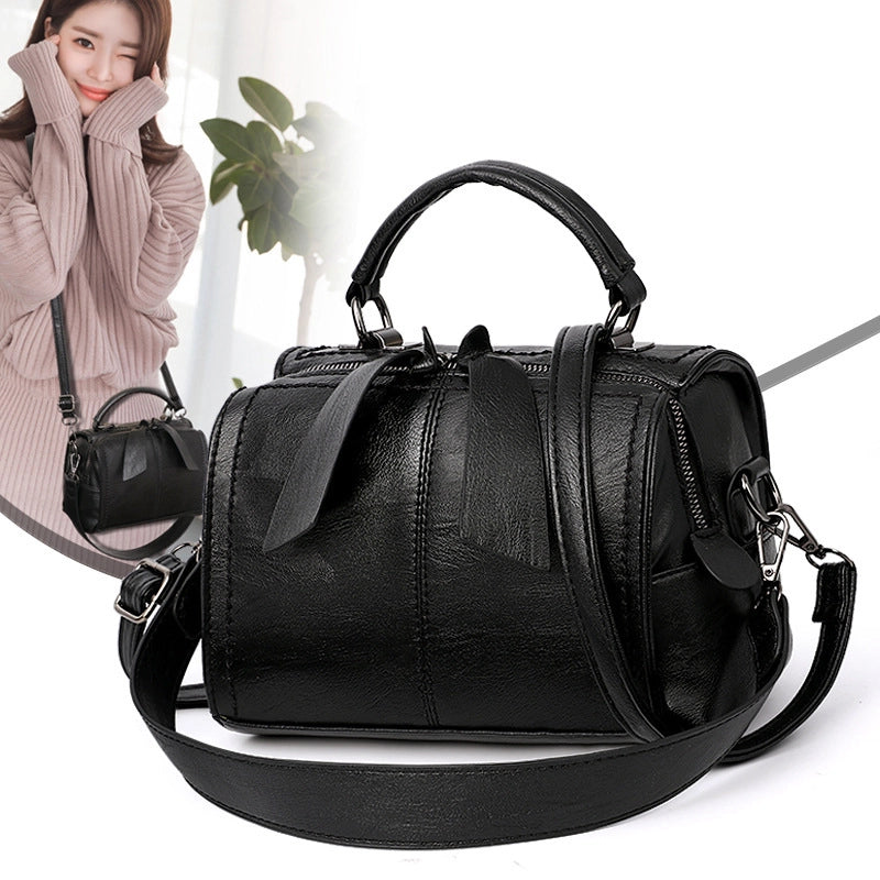 Women's Large PU Solid Color Elegant Streetwear Square Zipper Shoulder Bag