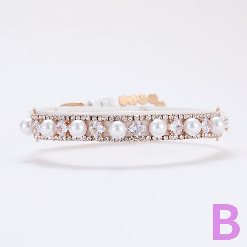 Rhinestone Pearl Pet Necklace Collar