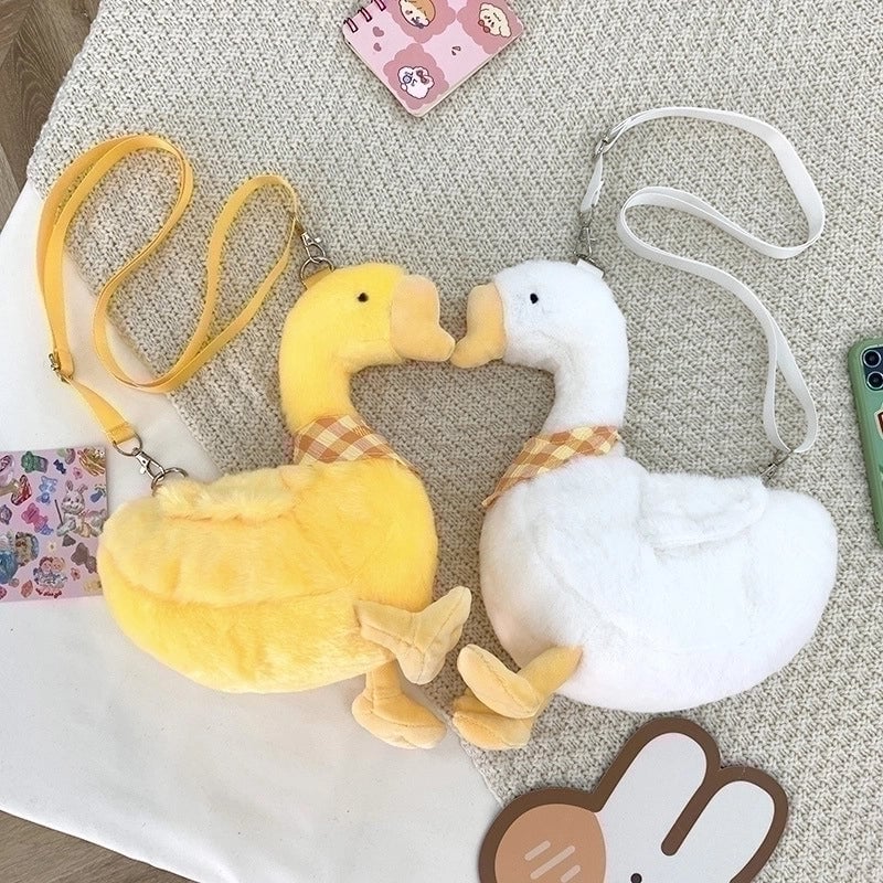 Women's Small Plush Animal Cute Square Zipper Crossbody Bag