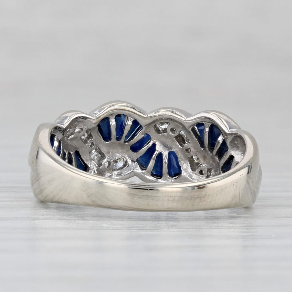 1.05ctw Blue Sapphire Diamond Woven Ring 14k White Gold Size 7.25