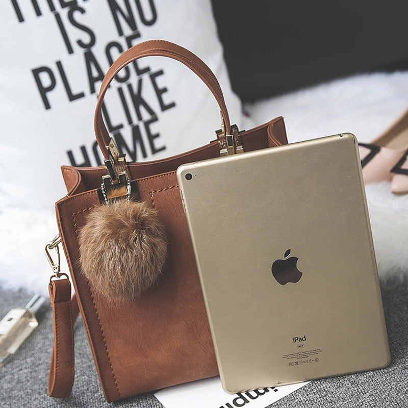 Hot Bag Women's New Frosted Women's Bag Fur Ball Women's One-shoulder Crossbody Handbag Women Bags