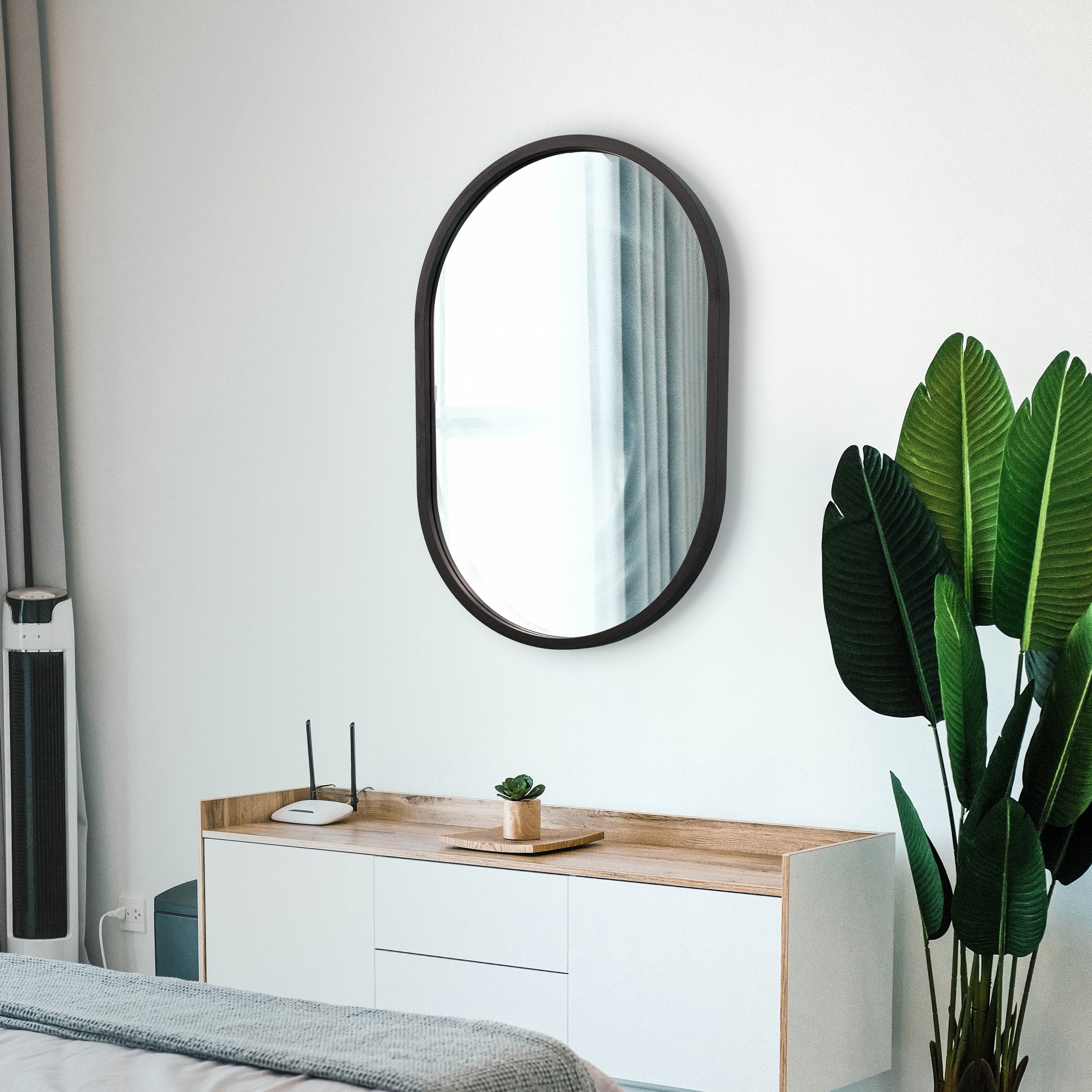 Mira Oval Wall Mirror: Handmade Oval Wall Mirror For Dressing Bathroom Bedroom [60cm/23.62in(W) x 90cm/35.43in(H)]