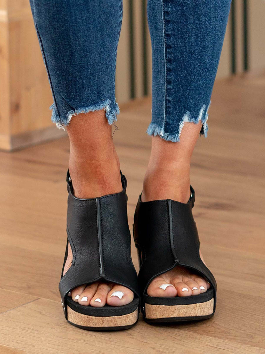 Mid Heel Wedge Sandals