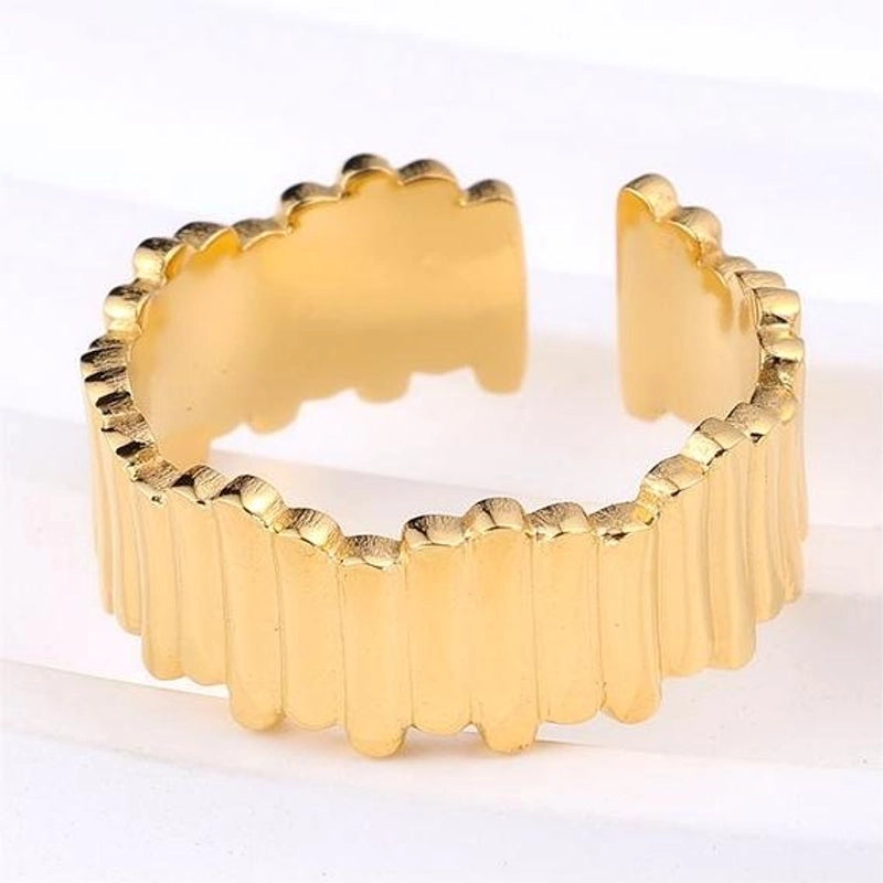 Princess Minimalist Solid Color 302 Stainless Steel 18K Gold Plated Rings