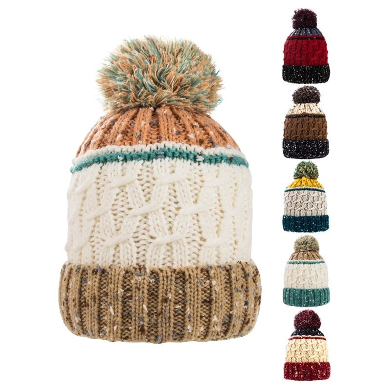Unisex Basic Retro Color Block Eaveless Wool Cap