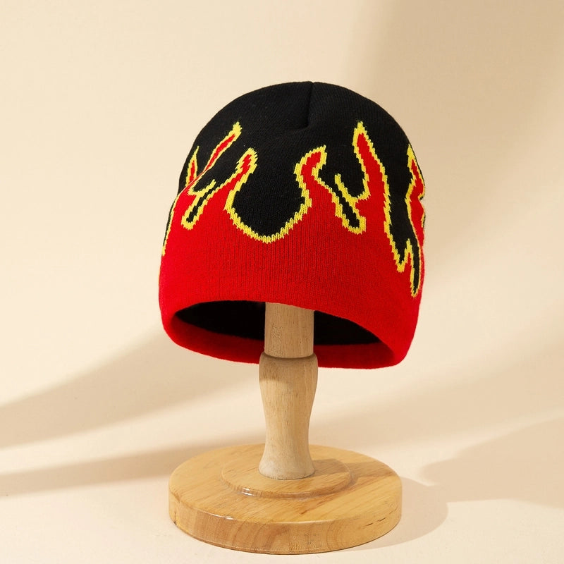 Unisex Casual Hip-Hop Flame Printing And Dyeing Eaveless Wool Cap