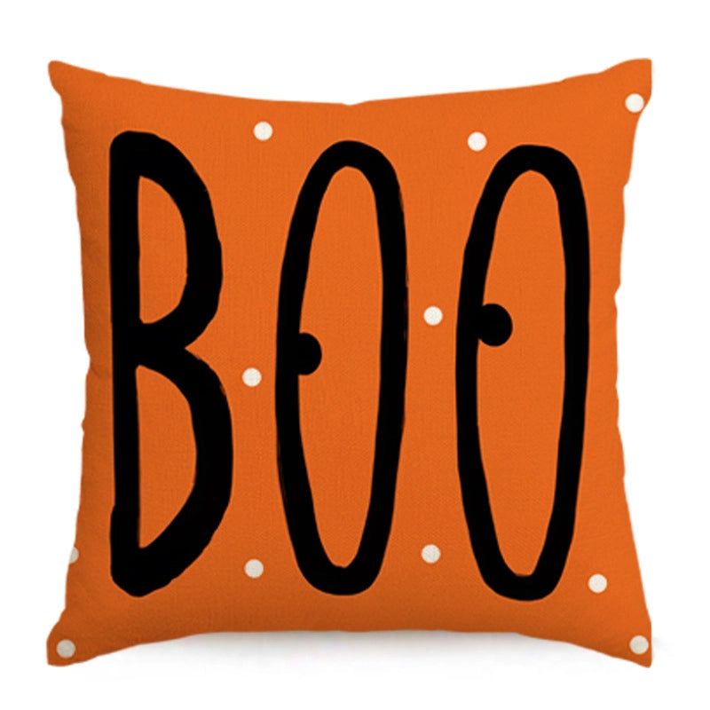 Halloween Funny IG Style Letter Stripe Ghost Linen Pillow Cases Couch & Sofa Decor