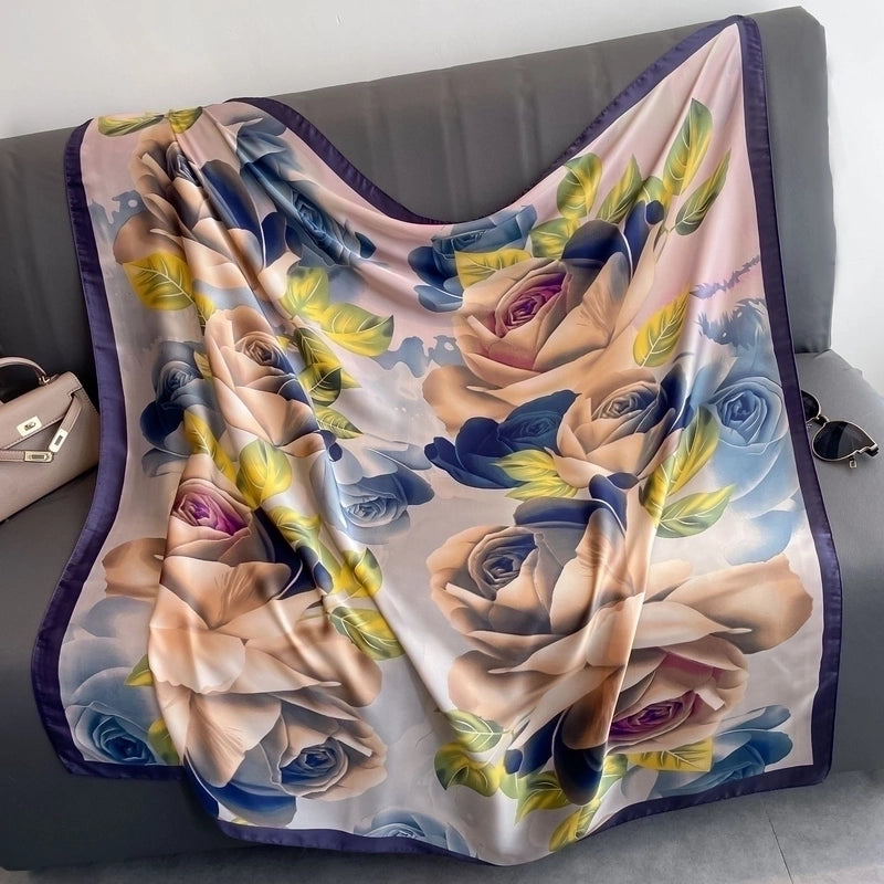 Women's Vintage Style Letter Color Block Polyester Silk Scarves