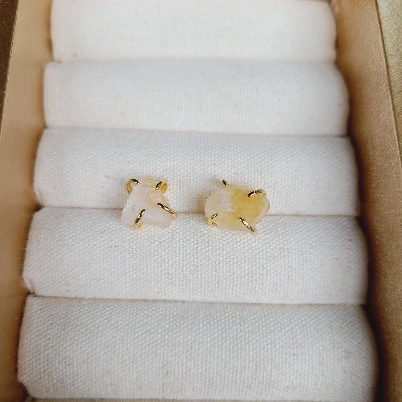 2 Pieces Minimalist Geometric Plating Crystal Ear Studs