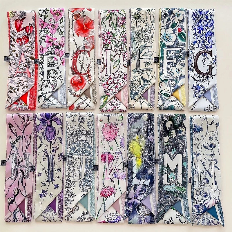 Women's Lady Flower Satin Printing Silk Scarf