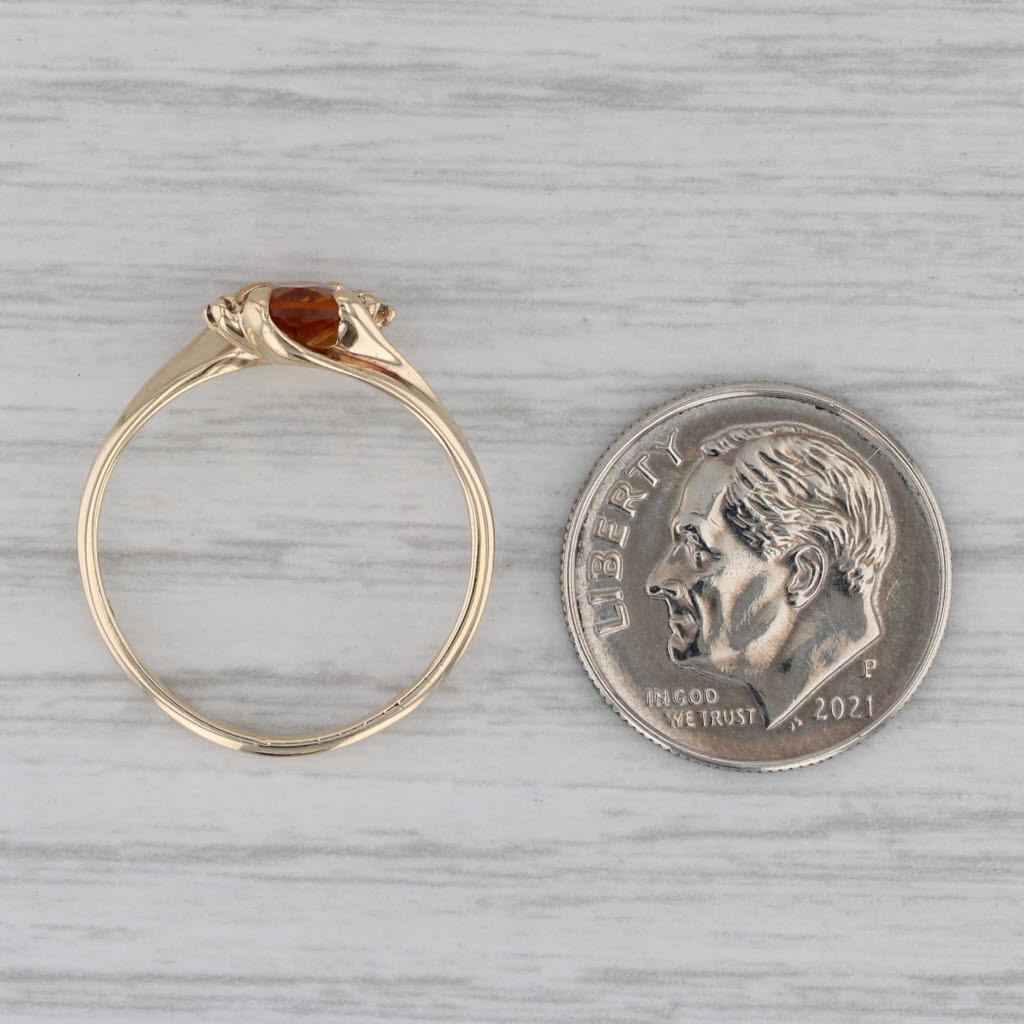 0.70ct Oval Citrine Solitaire Ring 10k Yellow Gold Size 6.25 Diamond Accents