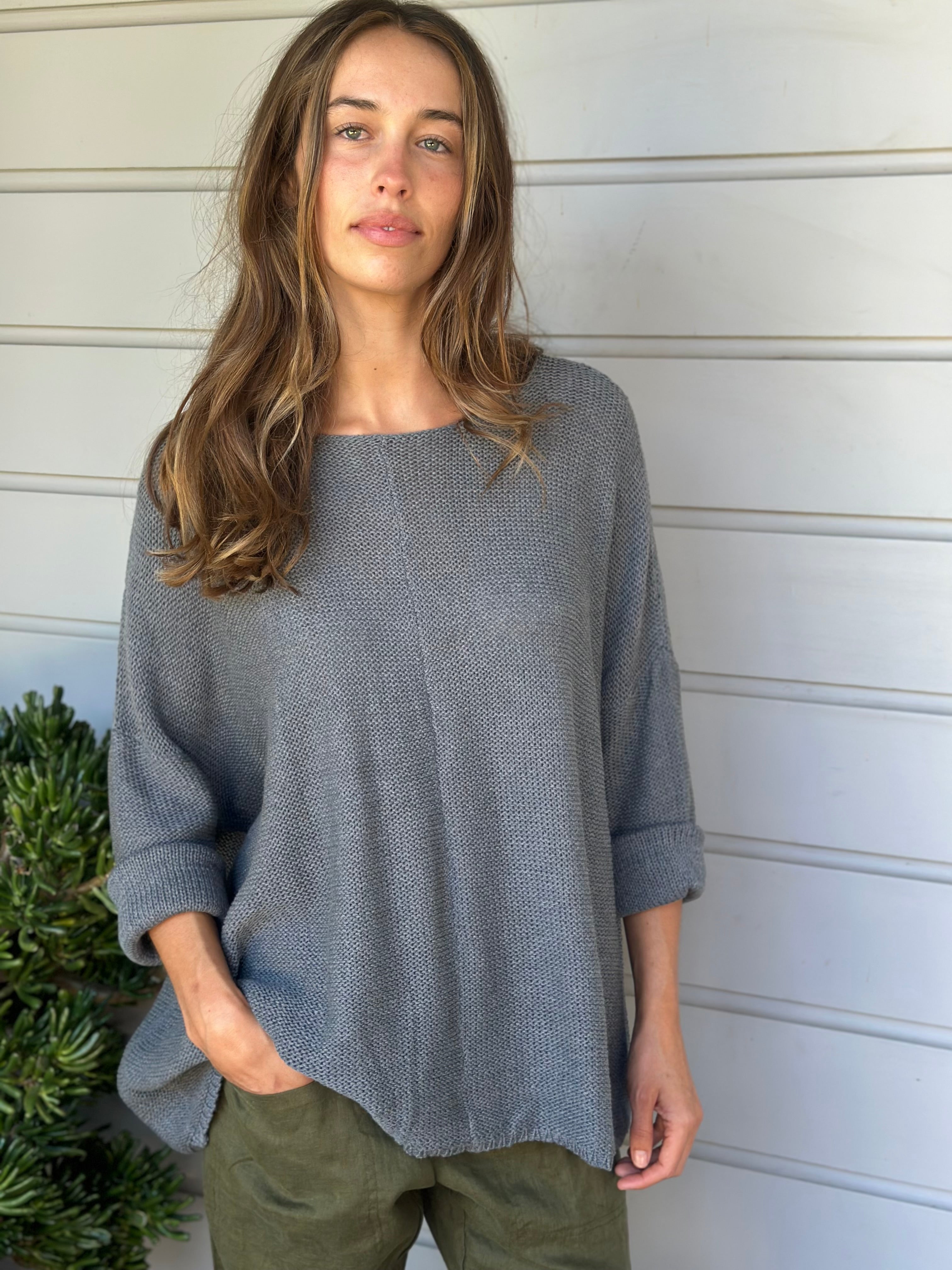 slate grey cotton knit
