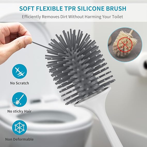 Grey Toilet Brush  . Toilet Brush with Holder