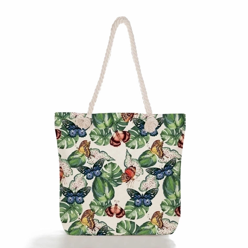 Women'S Vacation Butterfly Canvas Shopping Bags
