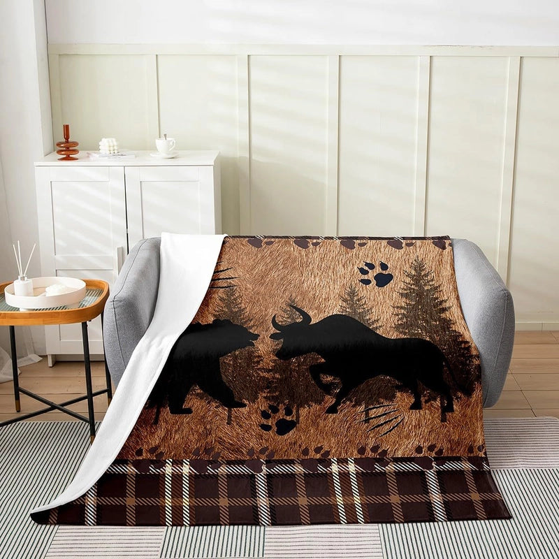 Casual Cow Pattern Color Block Polyester Blanket Couch & Sofa Decor