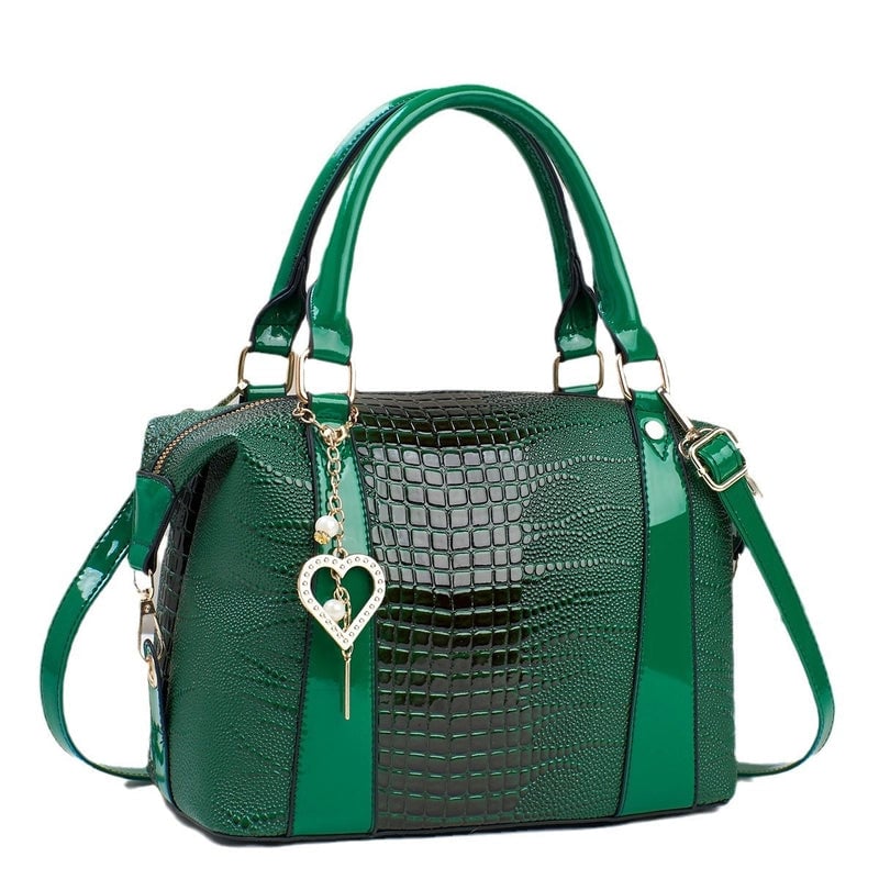 Women's Large PU Solid Color Streetwear Sewing Thread Bucket Zipper Shoulder Bag Handbag