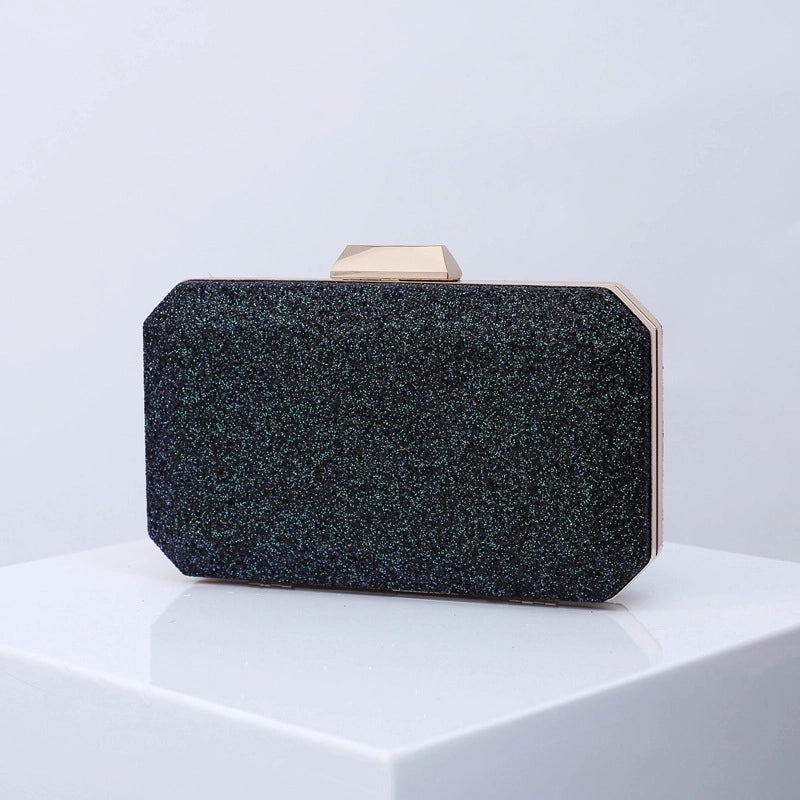 Purple Green Silver Pu Leather Solid Color Square Evening Bags