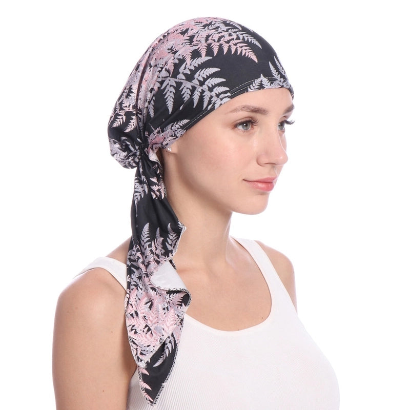 New Printed Curved Flower Cloth Hat Muslim Toe Cap Milk Silk Pullover Small Hat In Stock