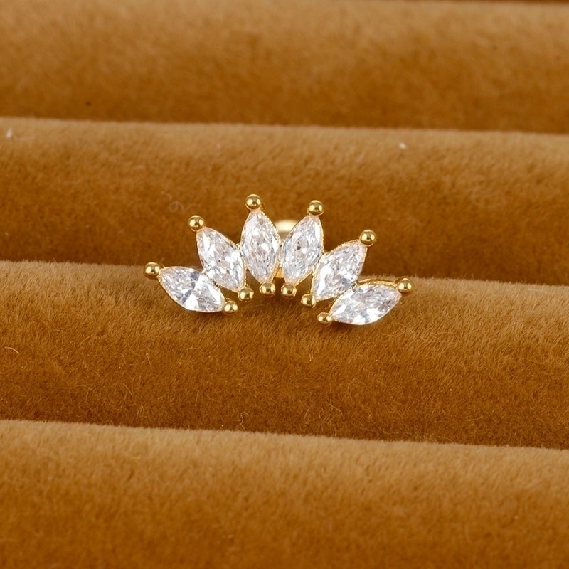 1 Piece Minimalist Star Heart Shape Crown Plating Inlay Stainless Steel Zircon Ear Studs