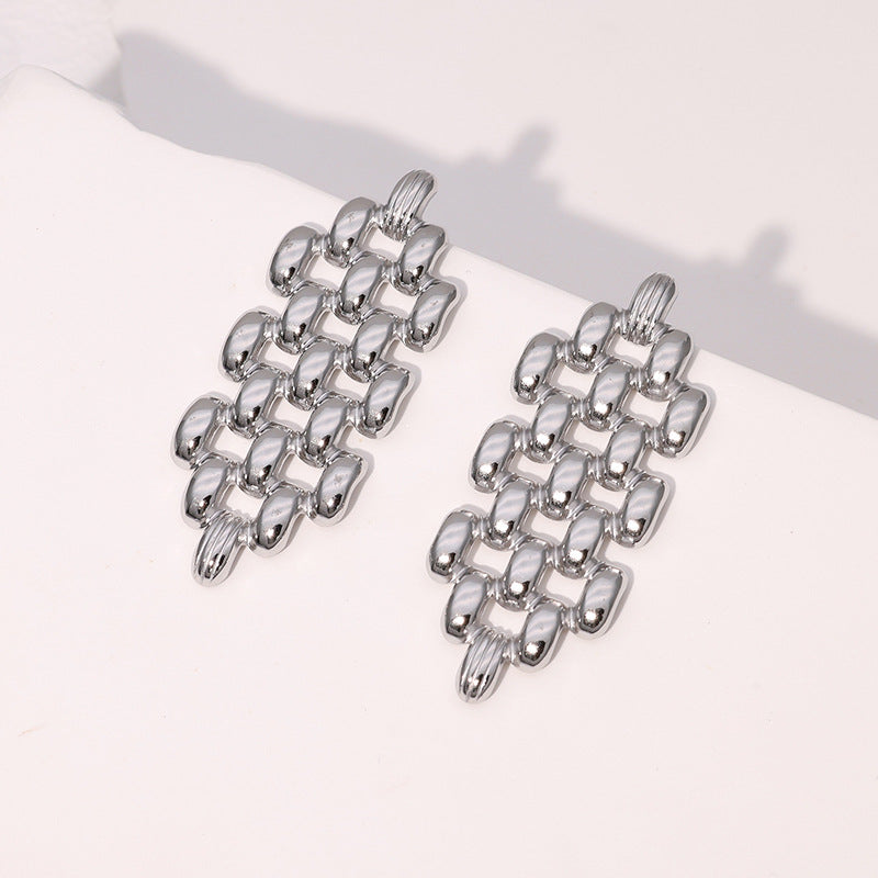 Niche Personality Design Geometric Hollow Earrings Exaggerated Stainless Steel Earrings
