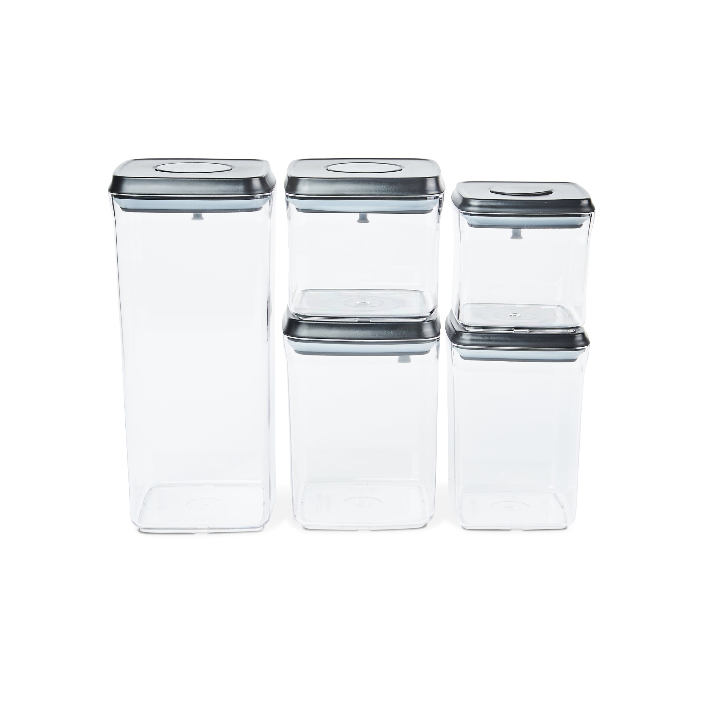 Push Top Pantry Container 5 Set - Black Lid