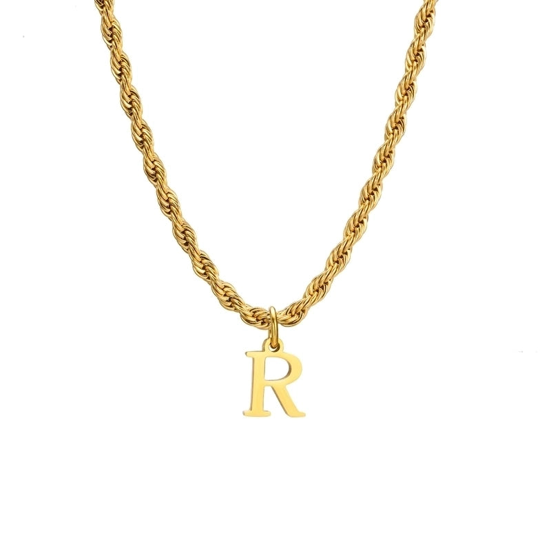 Minimalist Letter Stainless Steel Gold Plated Pendant Necklace