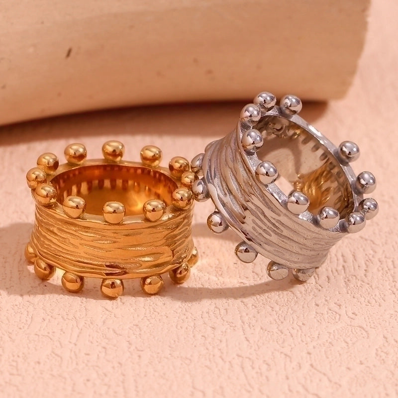 Minimalist Classic Style Round Stainless Steel Plating 18k Gold Plated Rings