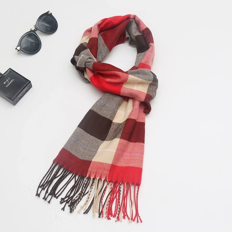 New Couple Plaid Scarf Parent-child Scarf Autumn And Winter Men's And Women's New Cashmere Plaid Color Matching Shawl