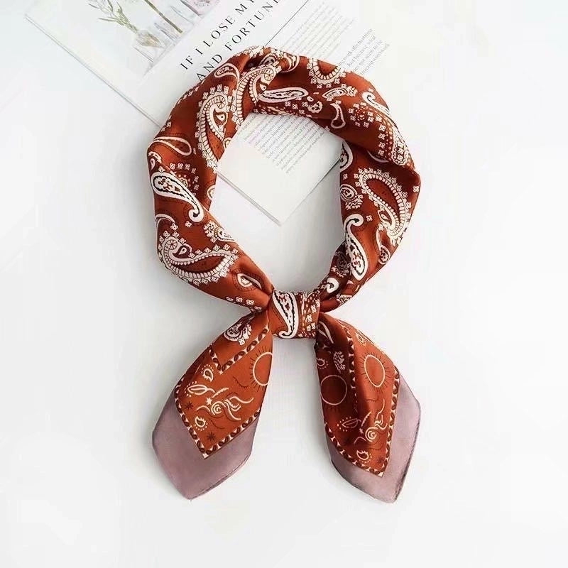 Women's Business Flower Satin Printing Silk Scarf