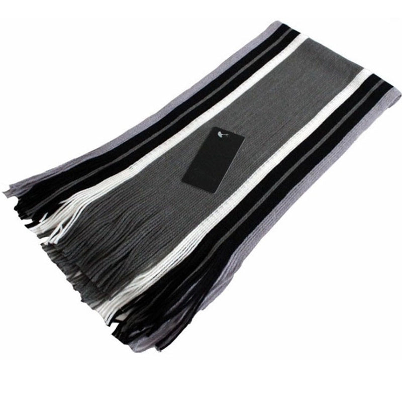 Autumn And Winter Scarf Warm Striped Scarf Men's Double-sided Scarf Tassel Wool Men's Fashion Youth Artistic