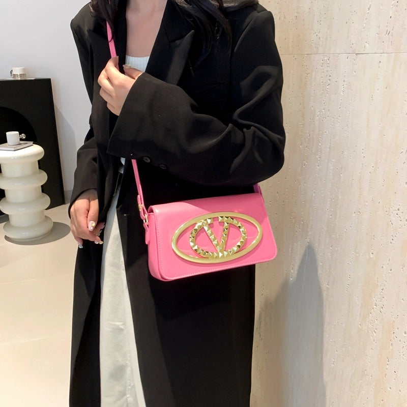 Women's Small Pu Leather Letter Streetwear Square Zipper Shoulder Bag Crossbody Bag