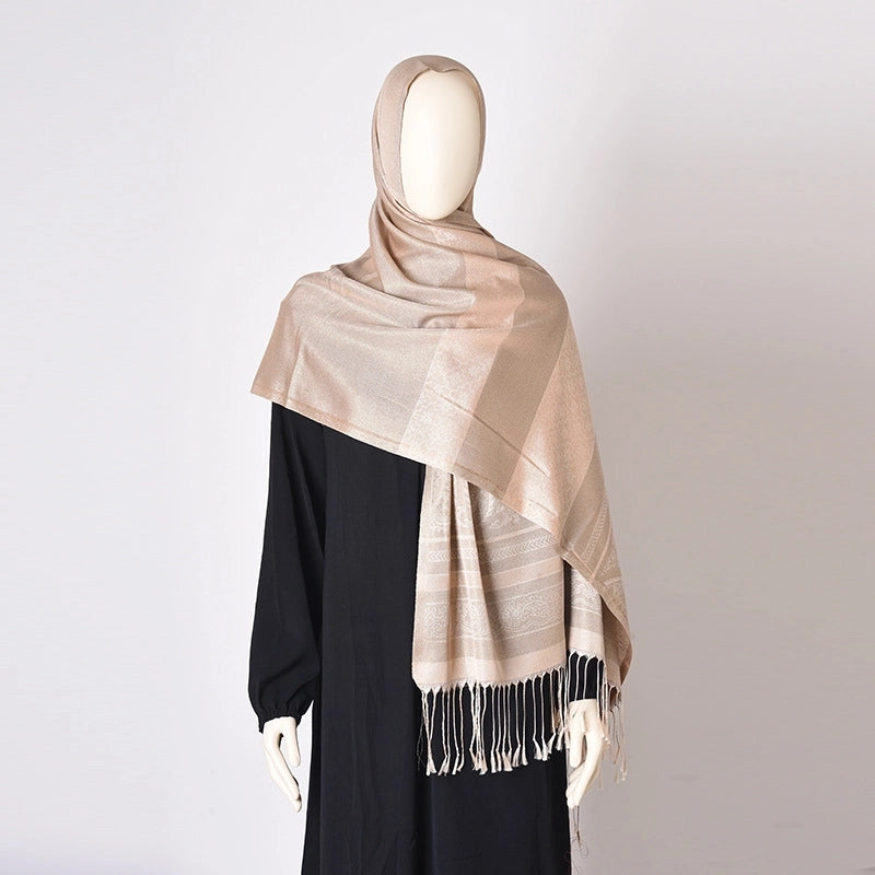 Women's Casual Classic Style Stripe Polyester Silk Scarf