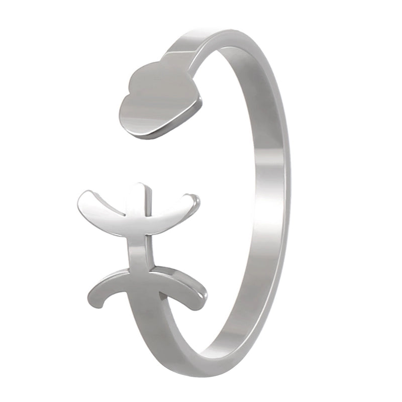 Minimalist Twelve Constellation Stainless Steel Open Rings