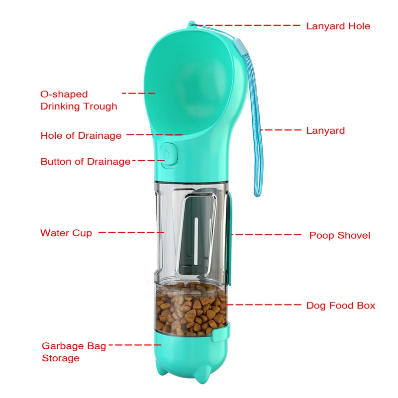 Portable 3in1 Pet Water Bottle Outdoor Dog Feeder Cat Travel Bowl