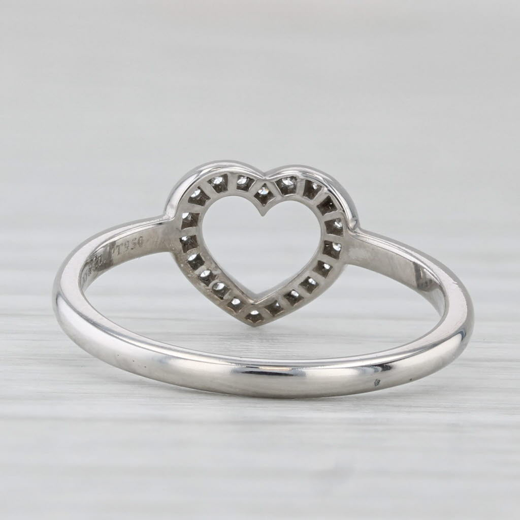 Tiffany & Co Class Open Heart Ring w/ Box 950 Platinum Size 6.5
