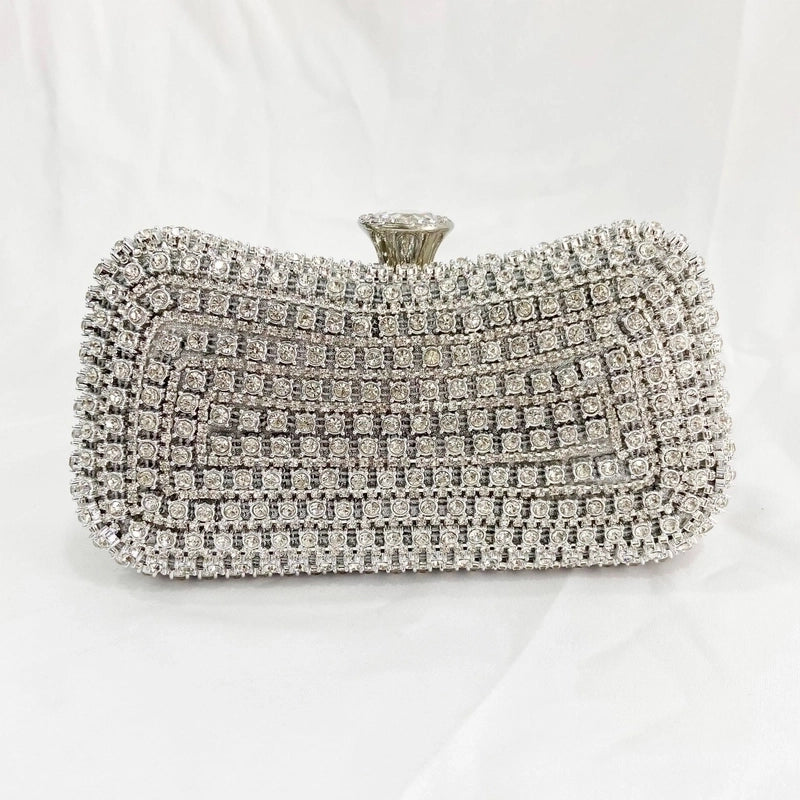 Black Gold Silver Pvc Pu Leather Stripe Rhinestone Square Evening Bags